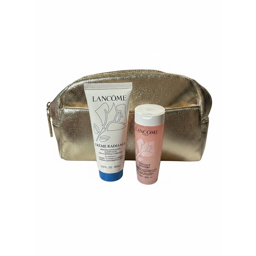 LANCOME CREME' RADIANCE CLARIFYING CREAM-FOAM CLEANSER 2 OZ/ TONER 1.69oz/POUCH